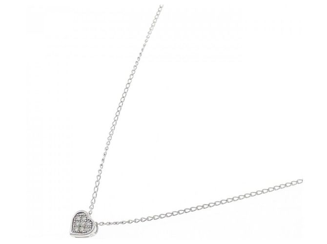 Autre Marque Collana a Cuore in Diamanti e Oro Bianco K10 Argento - vista 2