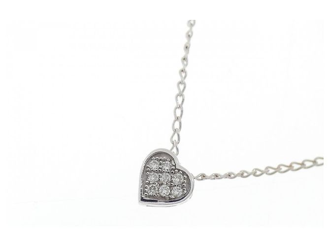 Autre Marque Collana a Cuore in Diamanti e Oro Bianco K10 Argento - vista 3