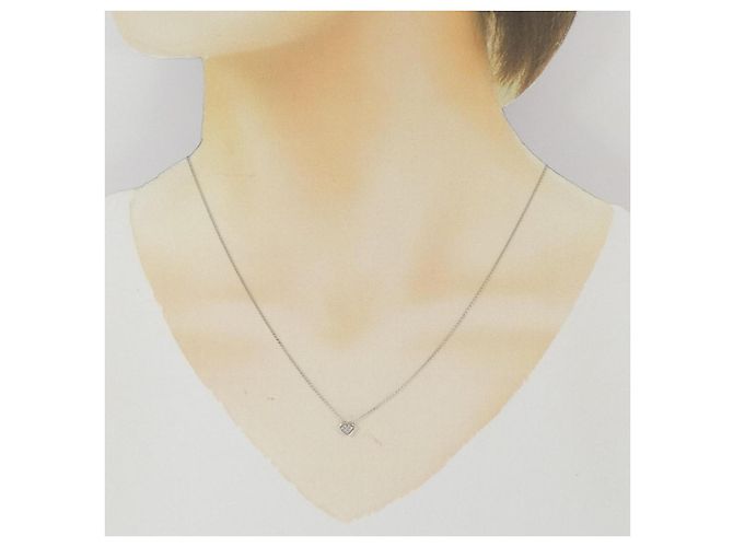Autre Marque Collana a Cuore in Diamanti e Oro Bianco K10 Argento - vista 6