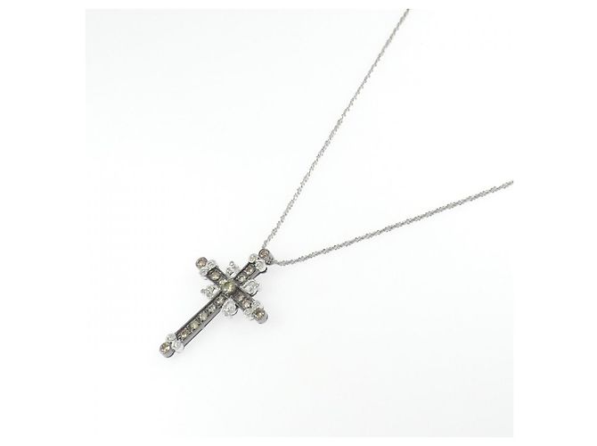 Autre Marque Collana con Croce in Diamanti in Oro Bianco Au750 Argento - vista 2