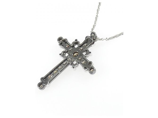 Autre Marque Collana con Croce in Diamanti in Oro Bianco Au750 Argento - vista 4