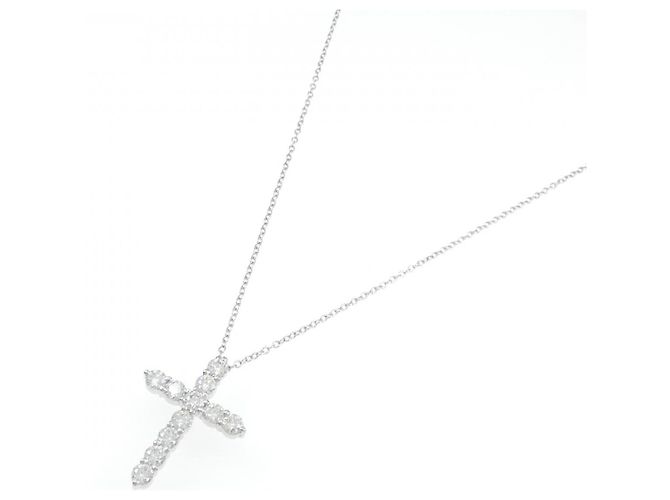 Autre Marque Collana Croce con Diamanti Pt850 Argento - vista 2