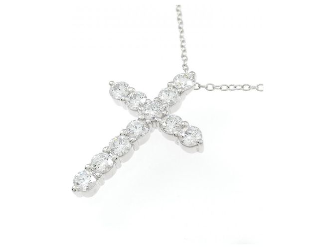 Autre Marque Collana Croce con Diamanti Pt850 Argento - vista 3