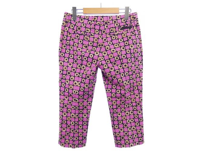 Calças Cropped Prada Preto Rosa Bege - vista 6