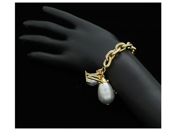 Bracciale Louis Vuitton Damier Pearl D'oro - vista 5