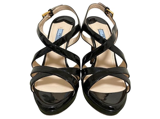 Sandali in vernice Prada Nero - vista 2