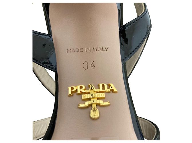 Sandali in vernice Prada Nero - vista 7