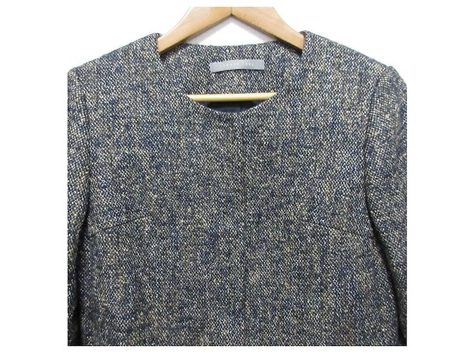 Chaqueta sin cuello de tweed de lujo Theory Azul Azul marino - vista 4