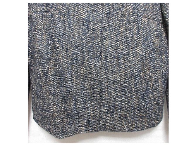 Chaqueta sin cuello de tweed de lujo Theory Azul Azul marino - vista 6
