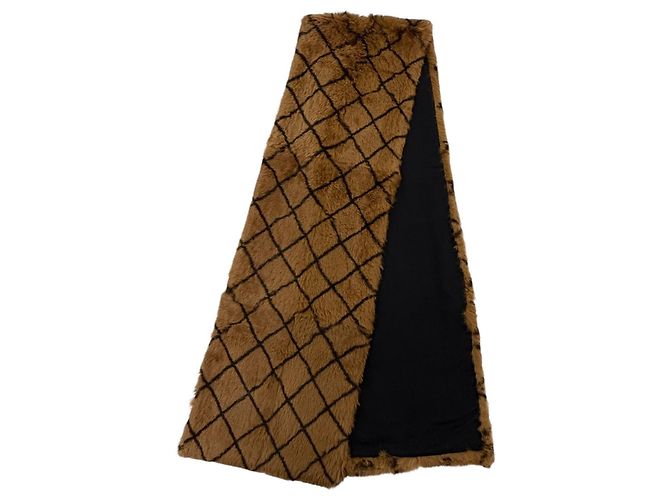 Timeless Stola CHANEL con ricamo logo Vintage Marrone Nero - vista 3