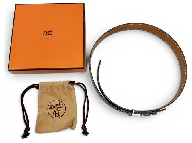 Hermès Cintura HERMES in pelle vintage Marrone Nero - vista 2