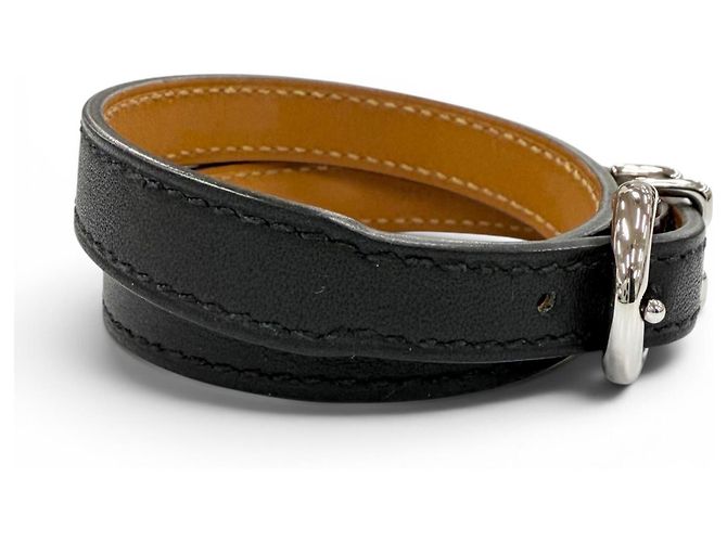 Hermès Bracciale Charm in Pelle Trench HERMES Nero - vista 5