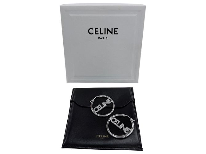 Céline Orecchini a lobo argentati Celine STT3273 con logo in strass Argento - vista 2