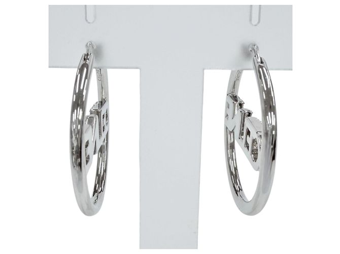 Céline Orecchini a lobo argentati Celine STT3273 con logo in strass Argento - vista 4