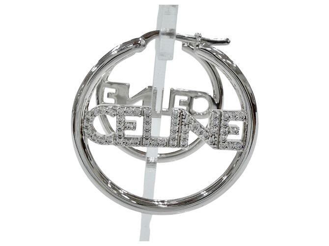 Céline Orecchini a lobo argentati Celine STT3273 con logo in strass Argento - vista 5