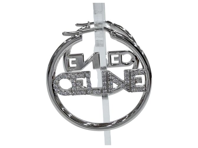 Céline Orecchini a lobo argentati Celine STT3273 con logo in strass Argento - vista 7