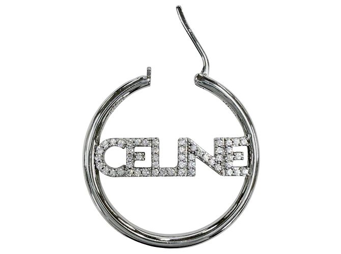 Céline Orecchini a lobo argentati Celine STT3273 con logo in strass Argento - vista 8