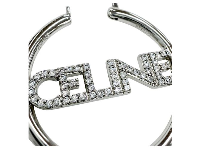 Céline Orecchini a lobo argentati Celine STT3273 con logo in strass Argento - vista 9