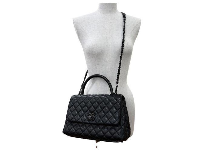 Chanel A92991 Coco Handle 29 Top Caviar Skin Flap Bag Nero - vista 3