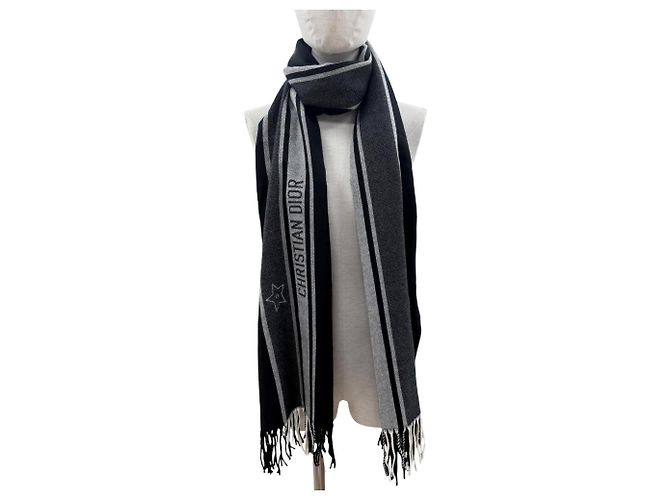 Stola in lana Christian Dior in nero e grigio Marrone - vista 2