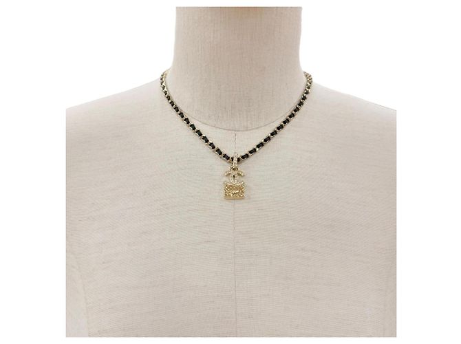Collana a catena Coco Mark con strass Chanel Nero D'oro - vista 2