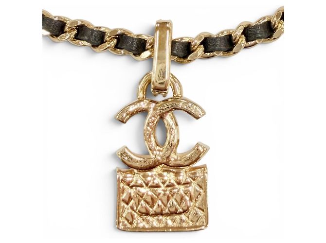 Collana a catena Coco Mark con strass Chanel Nero D'oro - vista 3
