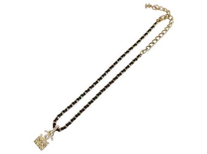 Collana a catena Coco Mark con strass Chanel Nero D'oro - vista 4