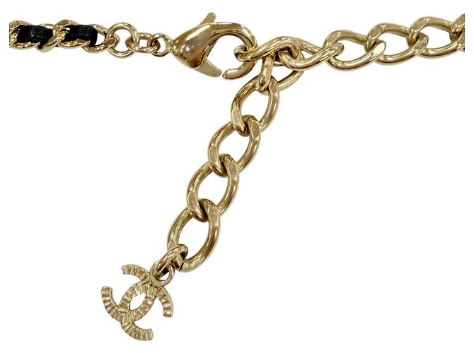Collana a catena Coco Mark con strass Chanel Nero D'oro - vista 6