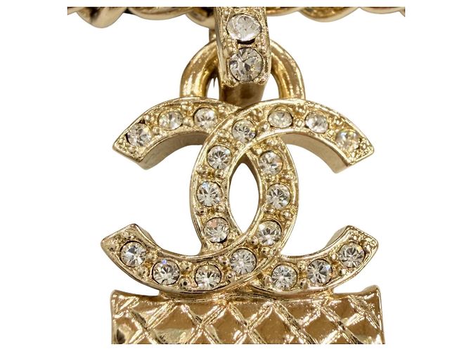 Collana a catena Coco Mark con strass Chanel Nero D'oro - vista 7