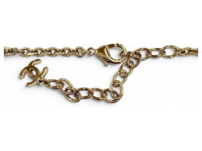 Collana Chanel Motivo Floreale con Perle e Strass D'oro - vista 6