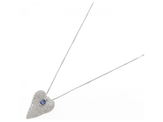 Autre Marque Collana in oro bianco Au750, zaffiro e diamante Argento - vista 2
