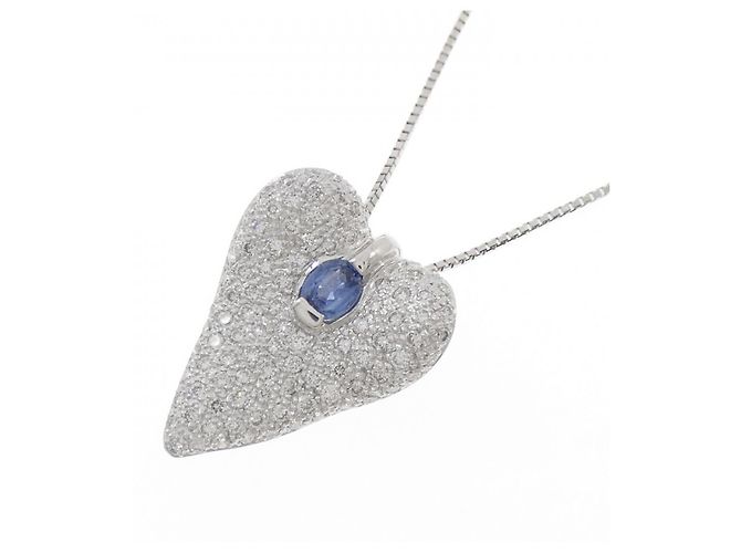 Autre Marque Collana in oro bianco Au750, zaffiro e diamante Argento - vista 3