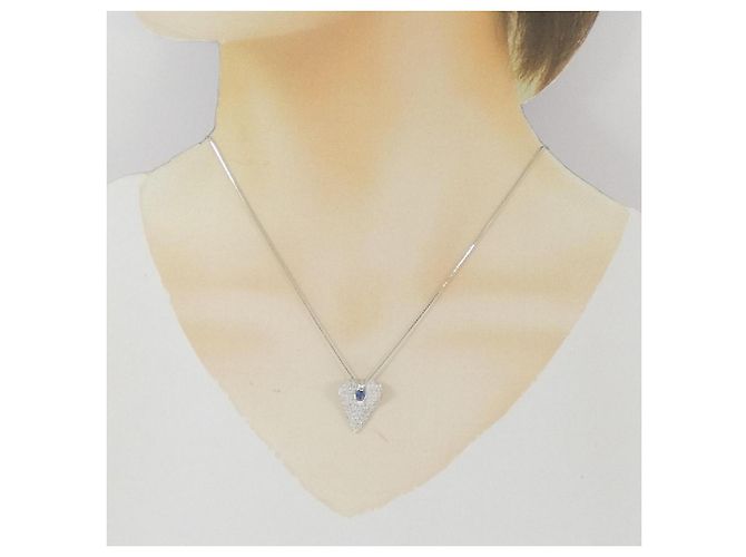 Autre Marque Collana in oro bianco Au750, zaffiro e diamante Argento - vista 6