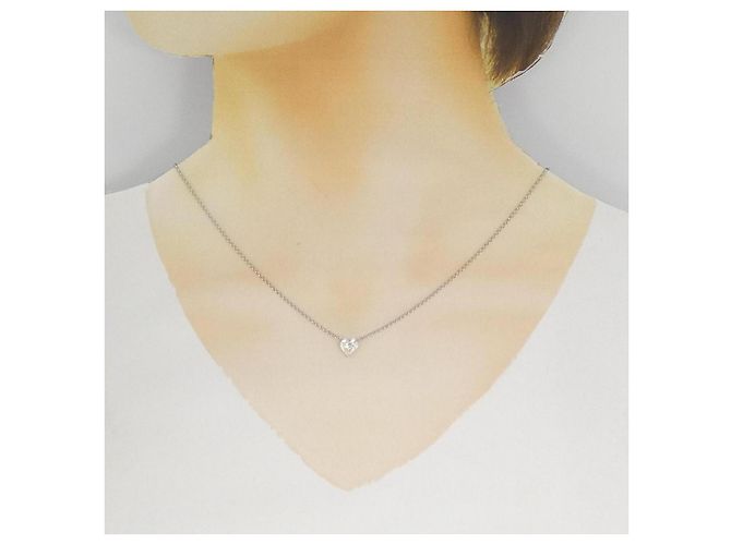Autre Marque Collana a Cuore di Diamanti PT900 PT850 Argento - vista 6