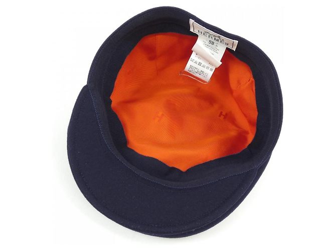 Hermès Hermes Clou de Selle Cashmere Cap Blau Marineblau - Ansicht 6