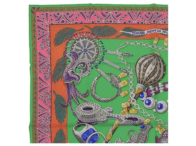 Sciarpa in seta Hermès ZENOBIE REINE DE PALMYRE Verde - vista 3