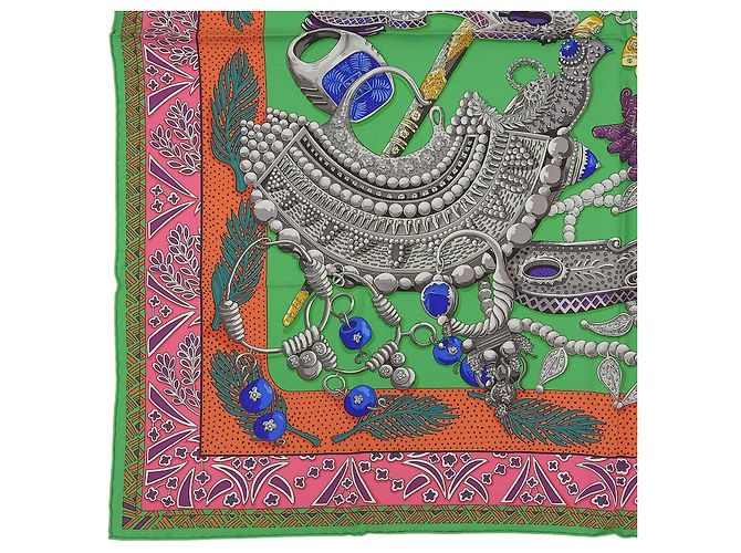 Sciarpa in seta Hermès ZENOBIE REINE DE PALMYRE Verde - vista 5