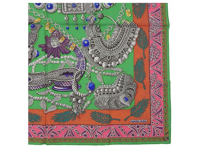Sciarpa in seta Hermès ZENOBIE REINE DE PALMYRE Verde - vista 6