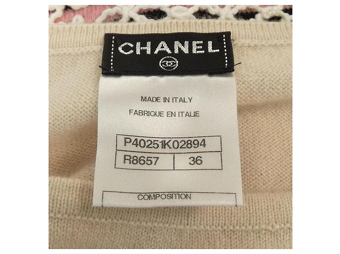 Chanel Kaschmirkleid Schwarz Pink Weiß Beige - Ansicht 4