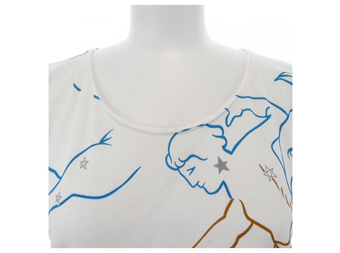 Hermès Hermes CONSTELLATION Baumwoll-T-Shirt Braun Blau Beige - Ansicht 5