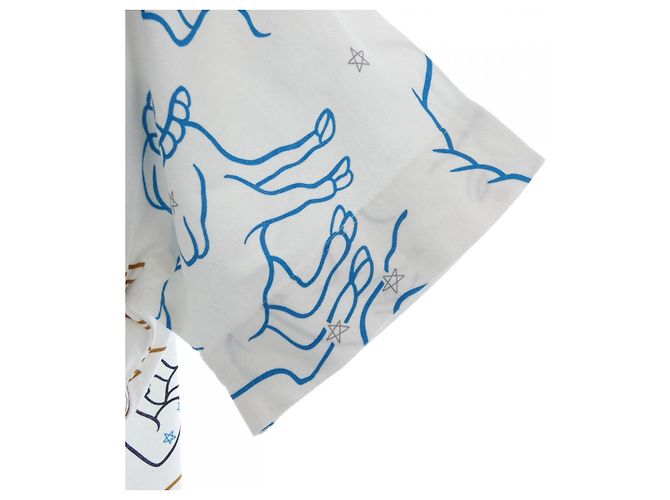 Hermès Hermes CONSTELLATION Baumwoll-T-Shirt Braun Blau Beige - Ansicht 6