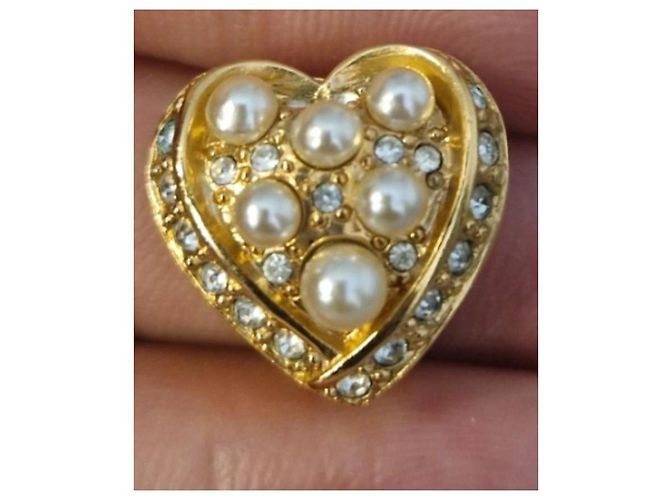 Dior Herz Clip-Ohrringe Perlen und Strass Golden - Ansicht 11