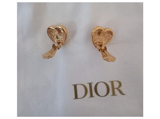 Dior Herz Clip-Ohrringe Perlen und Strass Golden - Ansicht 5