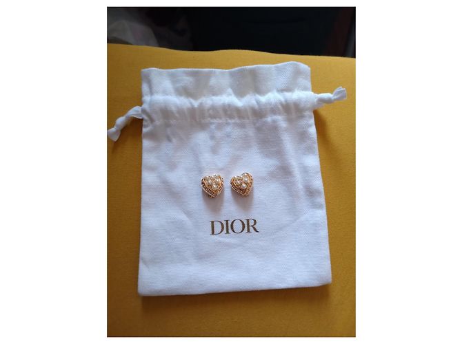 Dior Herz Clip-Ohrringe Perlen und Strass Golden - Ansicht 6