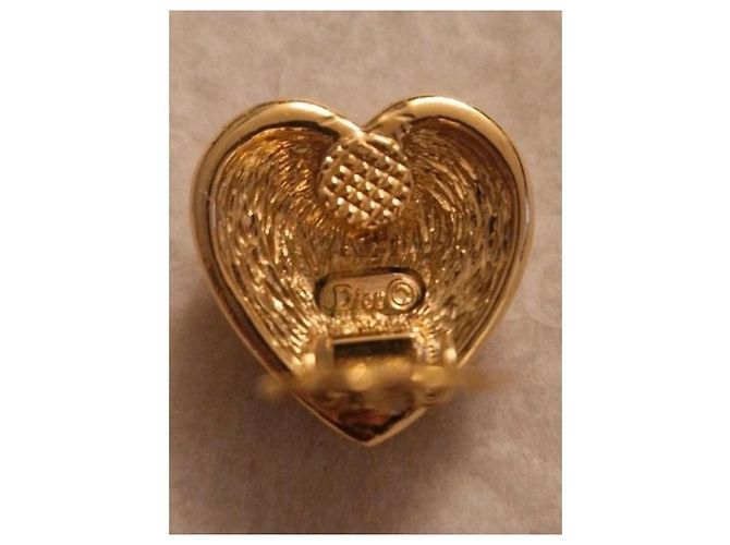 Dior Herz Clip-Ohrringe Perlen und Strass Golden - Ansicht 9