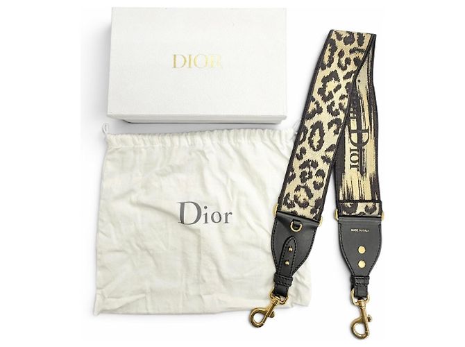 Borsa a tracolla in tela e pelle Christian Dior Marrone Nero Beige - vista 2
