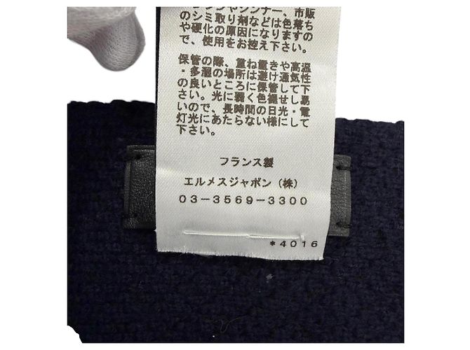 Hermès Hermes Schal aus Wolle und Kaschmir Marineblau - Ansicht 10