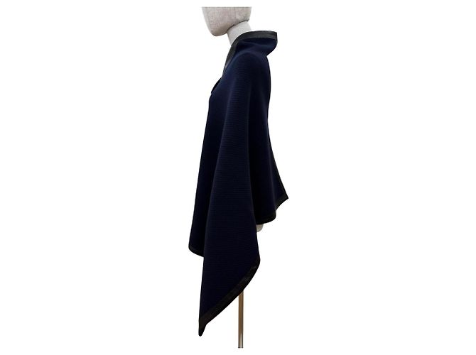 Hermès Hermes Schal aus Wolle und Kaschmir Marineblau - Ansicht 3