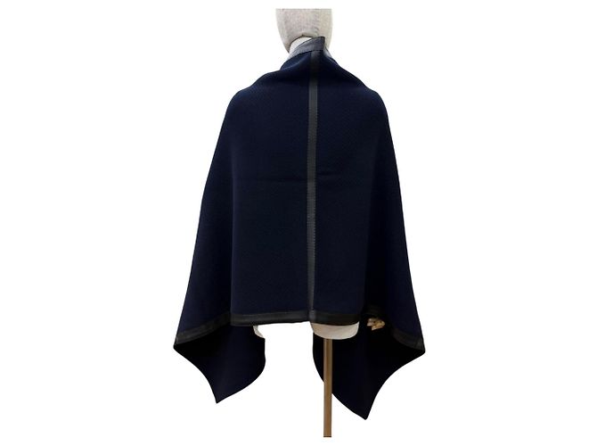 Hermès Hermes Schal aus Wolle und Kaschmir Marineblau - Ansicht 4