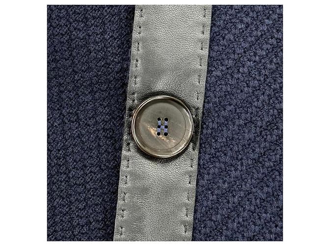 Hermès Hermes Schal aus Wolle und Kaschmir Marineblau - Ansicht 7
